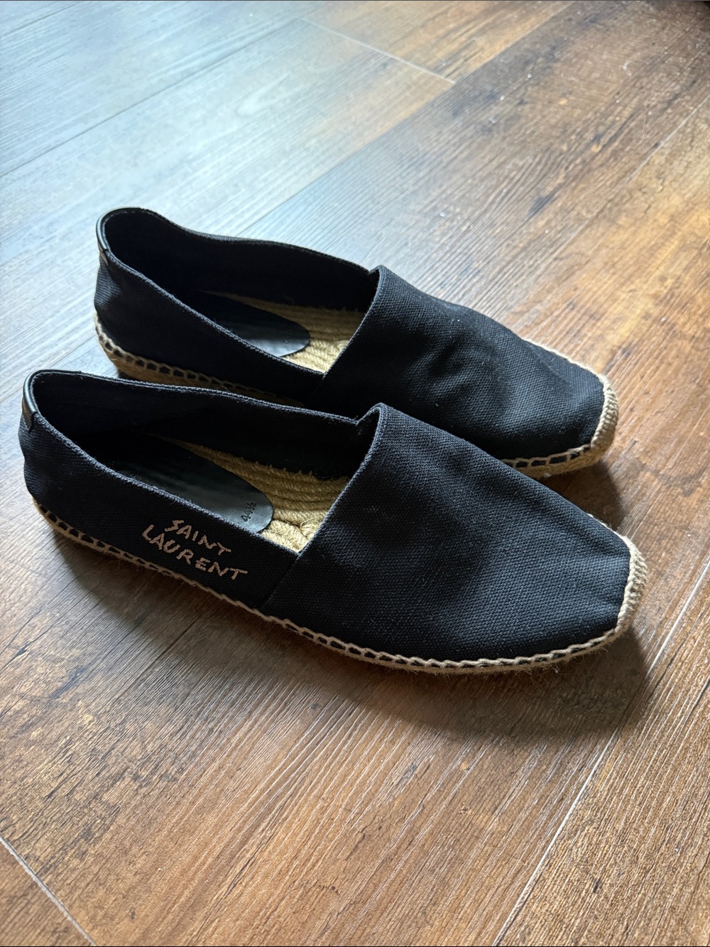 Saint Laurent Men’s Black Canvas Espadrilles with Rope Sole
